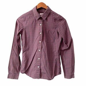 Lark & Wolff Purple Grid Print Button Up Shirt Women's Size XS